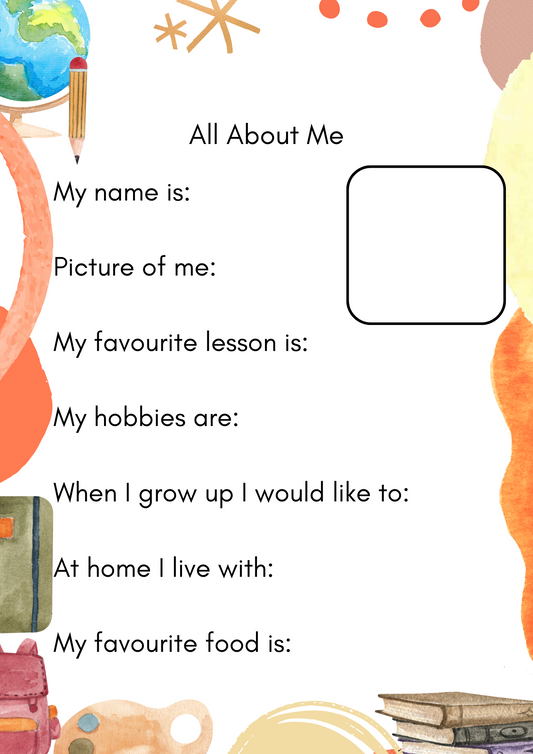 All About Me Digital Download Resource