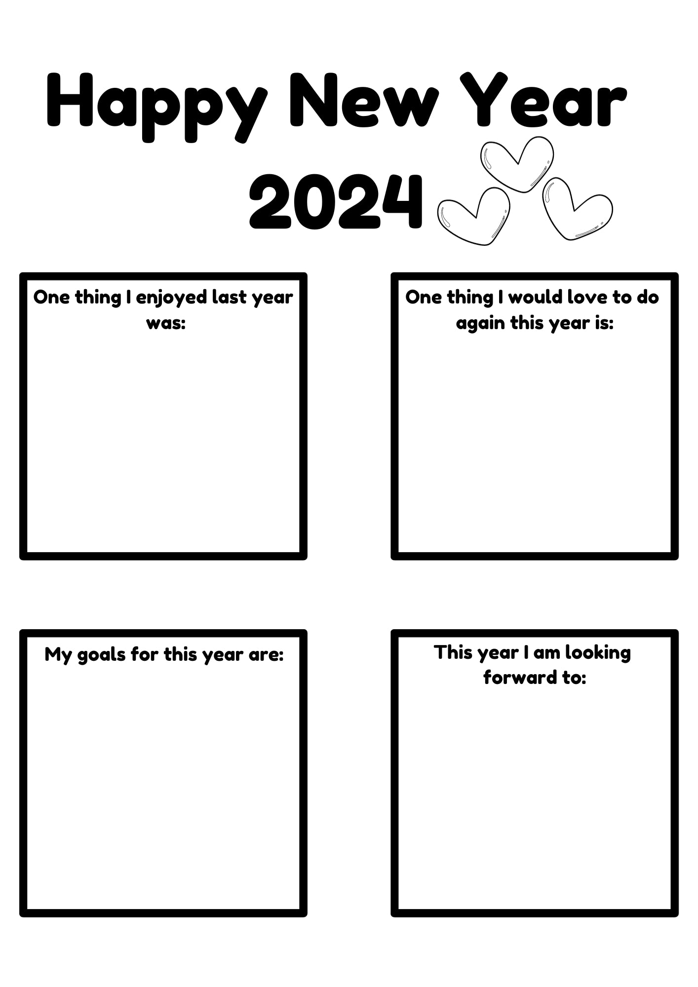 Happy New Year 2024, goal setting and reflection resource digital download