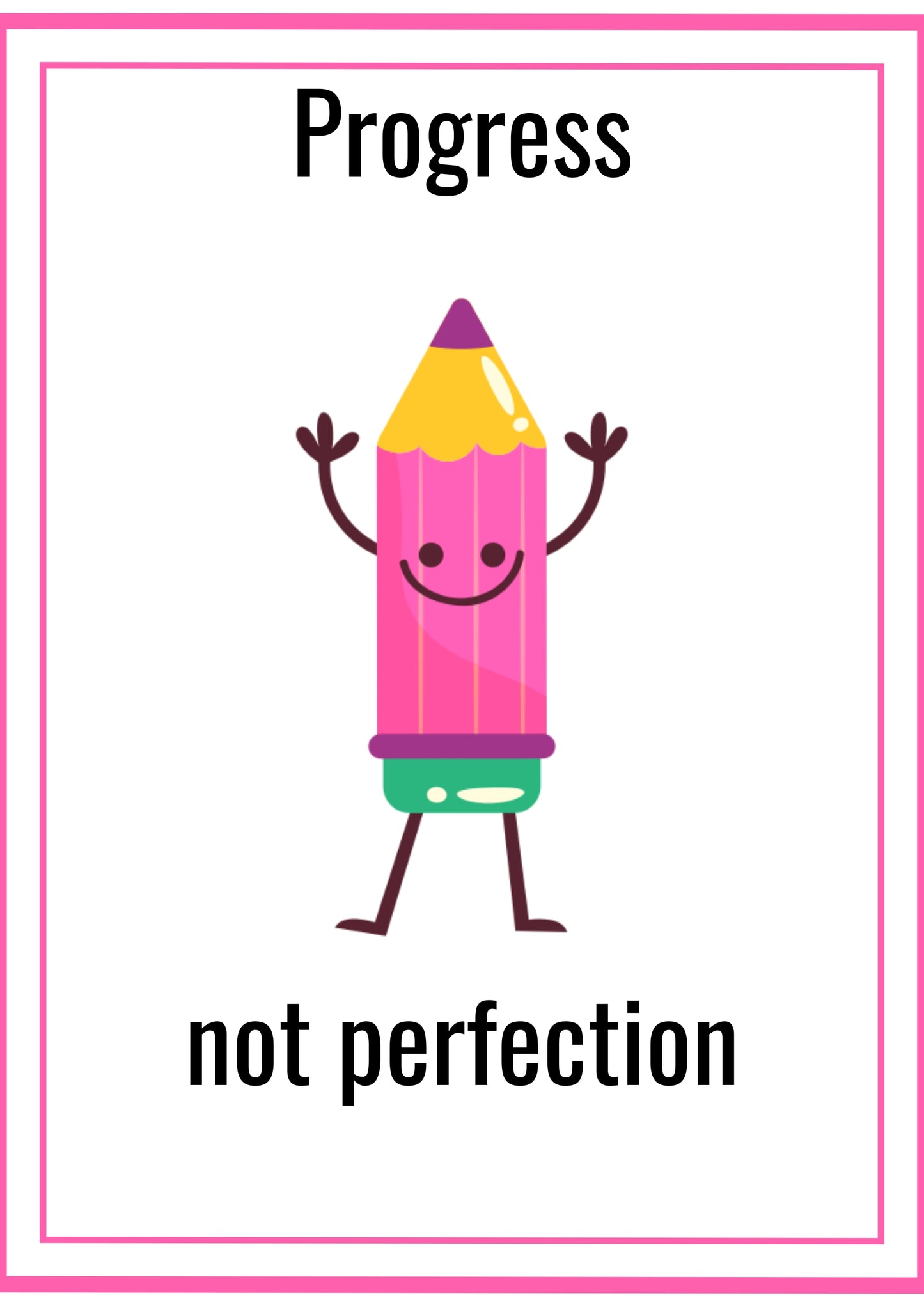 Progress Not Perfection Poster Digital Download