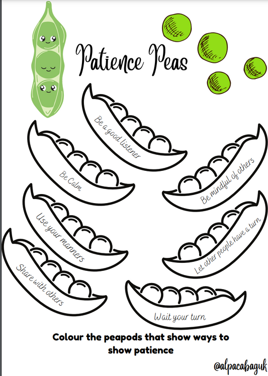 Patience Peas Colouring Character Building Resource Download