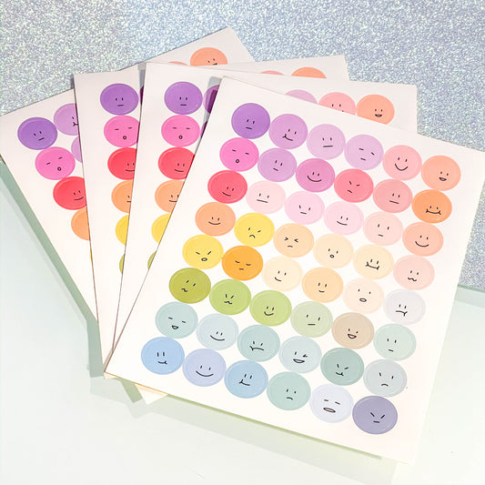 Emotion, Emoji Coloured Stickers, SEN, Feelings, Emotions Tracker, Mental health (1 Sheet) - Alpaca Bag 