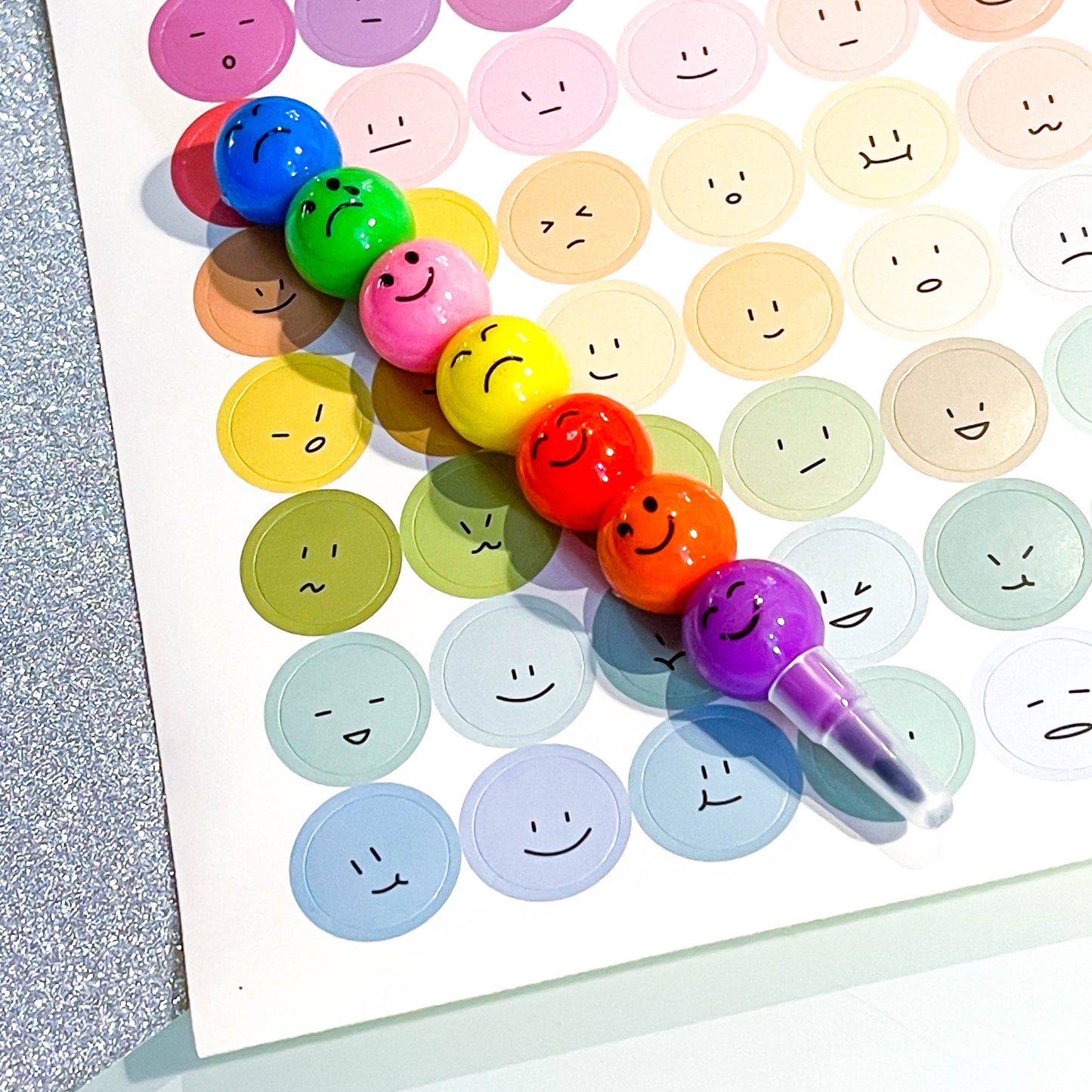 Emotion, Emoji Coloured Stickers, SEN, Feelings, Emotions Tracker, Mental health (1 Sheet) - Alpaca Bag 
