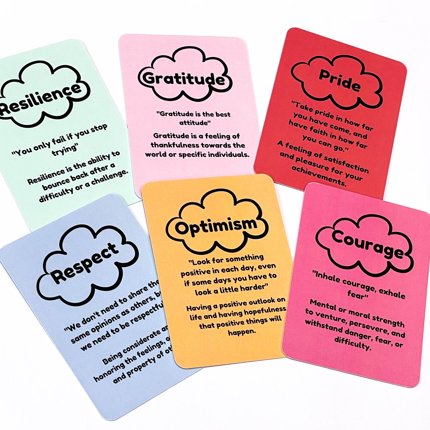 Raindrops of regulation and clouds of character flash cards