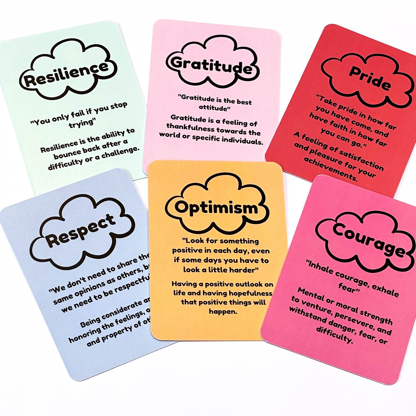 Raindrops of regulation and clouds of character flash cards